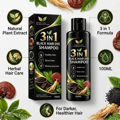3-in-1 Black Hair Dye Shampoo