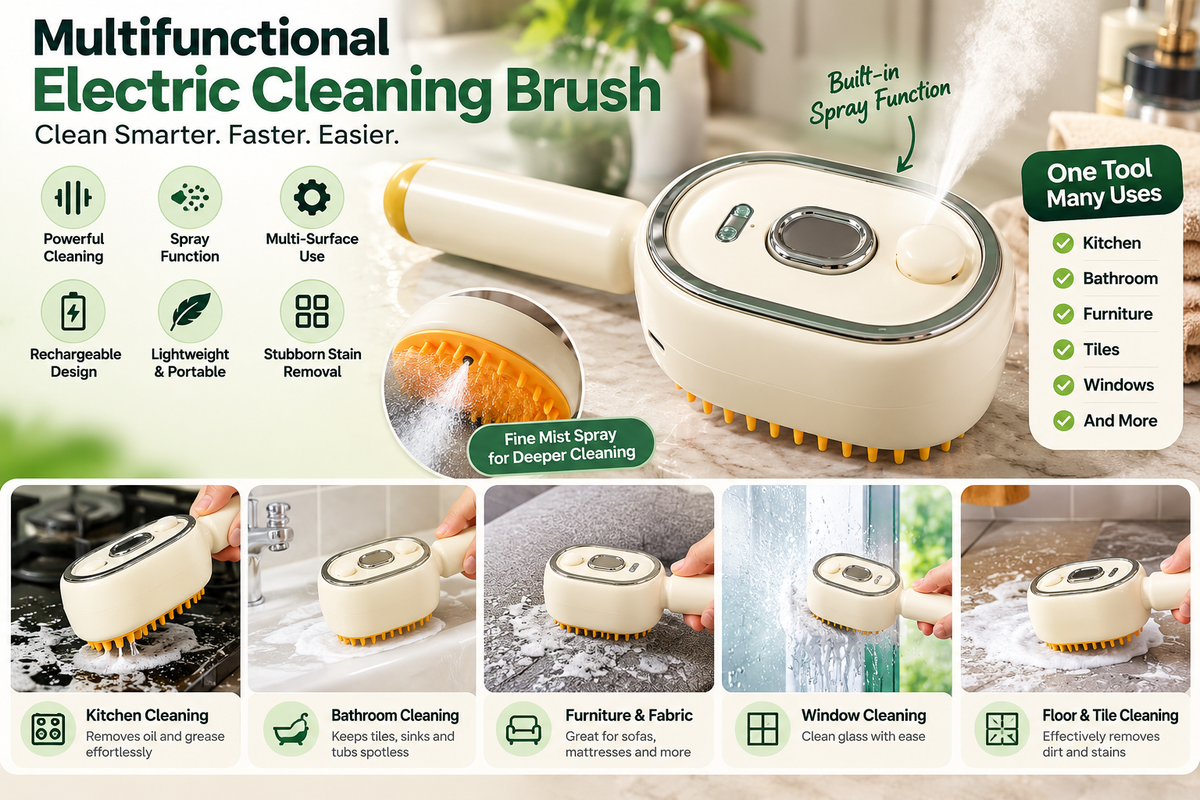 Multifunctional Electric Cleaning Brush with Spray Function